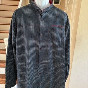 NWOT Le Jean De Marithe Francois Girbaud Banded Collar Shirt Polka Dot XXL